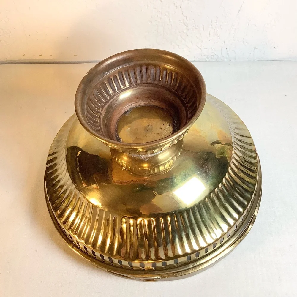 Vintage Brass Footed Bowl Basket With Handle - Detailed ~8 X 7.5 “